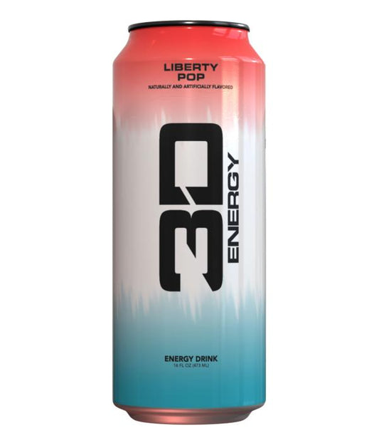 3D Energy Drink Sugar Free 200 mg Caffeine Liberty Pop 16 FL OZ/ Pack of 12