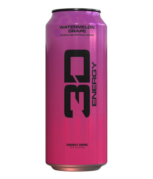 3D Energy Drink Sugar Free 200 mg Caffeine Watermelon Grape 16 FL OZ/ Pack of 12