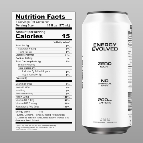 3D Energy Drink Sugar Free 200 mg Caffeine Citrus Frost 16 FL OZ/ Pack of 12