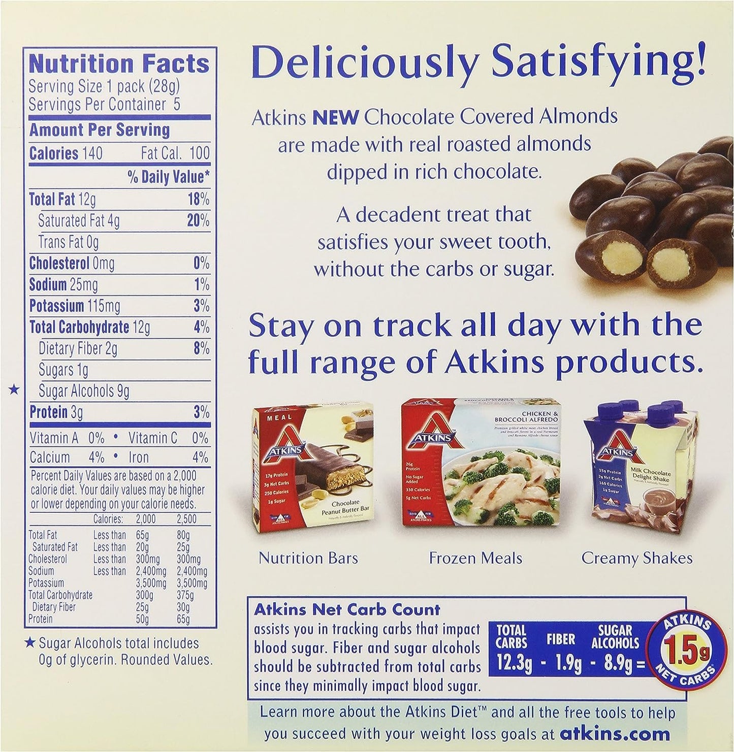 Atkins Endulge Treat – Chocolate Covered Almonds | Rich, Crunchy & Keto-Friendly Snack | 1 oz Packs, 5 Count