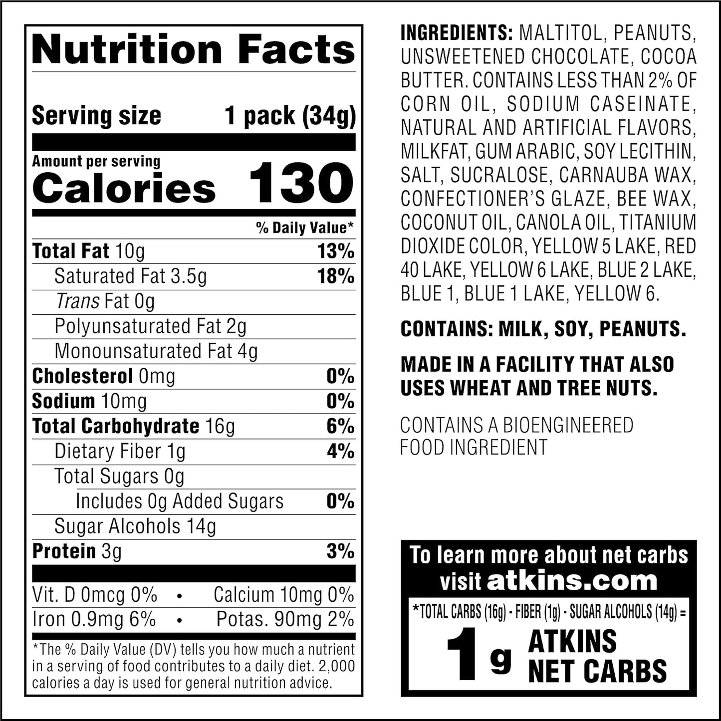 Atkins Endulge Chocolate Peanut Candies – Dessert Favorite | Sugar-Free, Low Carb, Keto-Friendly Snack | 20 Count