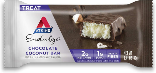 Atkins Endulge Chocolate Coconut Bar – Dessert Favorite | High Fiber, Low Sugar, Keto-Friendly Snack | 5 Count