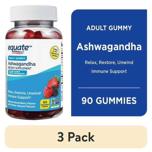 Equate Non-GMO Ashwagandha Dietary Supplement Gummies, 60 Ct