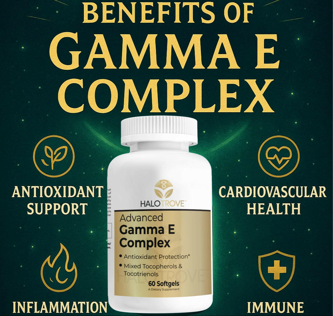 Advanced Gamma E Complex – Powerful Antioxidant Vitamin E Supplement | 60 Softgels | HaloTrove