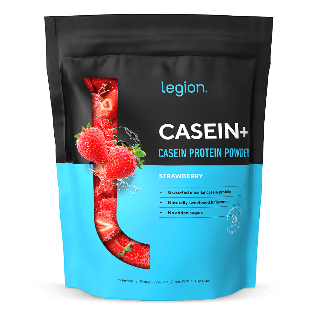 Legion Casein+ Micellar Casein Protein Powder – Strawberry Flavor | 25 Servings