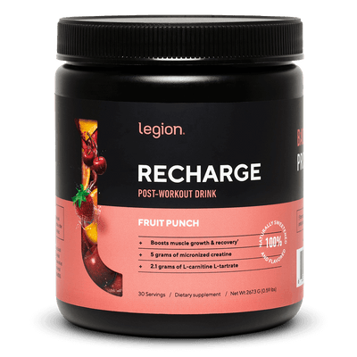 LEGION RECHARGE Post-Workout Supplement – Fruit Punch Flavor | Includes Creatine for Muscle Recovery, Strength & Endurance