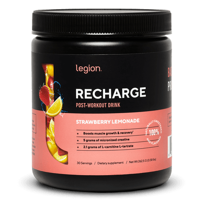 LEGION RECHARGE Post-Workout Supplement – Strawberry Lemonade Flavor | Includes Creatine for Muscle Recovery, Strength & Endurance