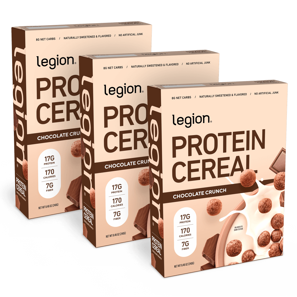 Legion Protein Cereal Natural Flavors – High-Protein, Low-Sugar Breakfast Cereal (3-Pack)