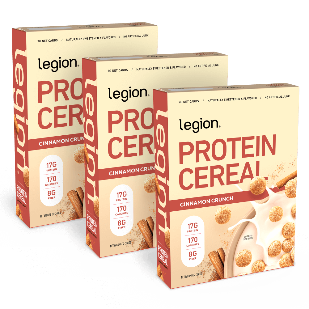 Legion Protein Cereal Natural Flavors – High-Protein, Low-Sugar Breakfast Cereal (3-Pack)