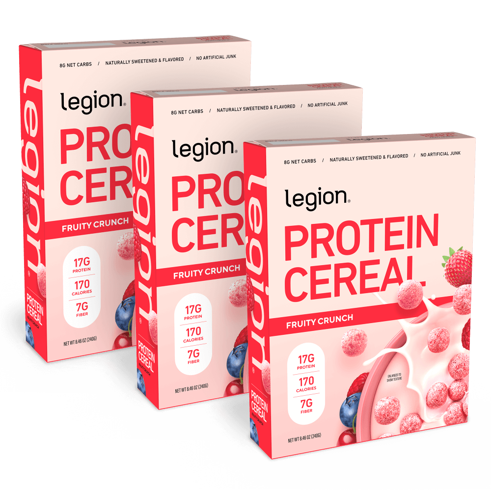 Legion Protein Cereal Natural Flavors – High-Protein, Low-Sugar Breakfast Cereal (3-Pack)