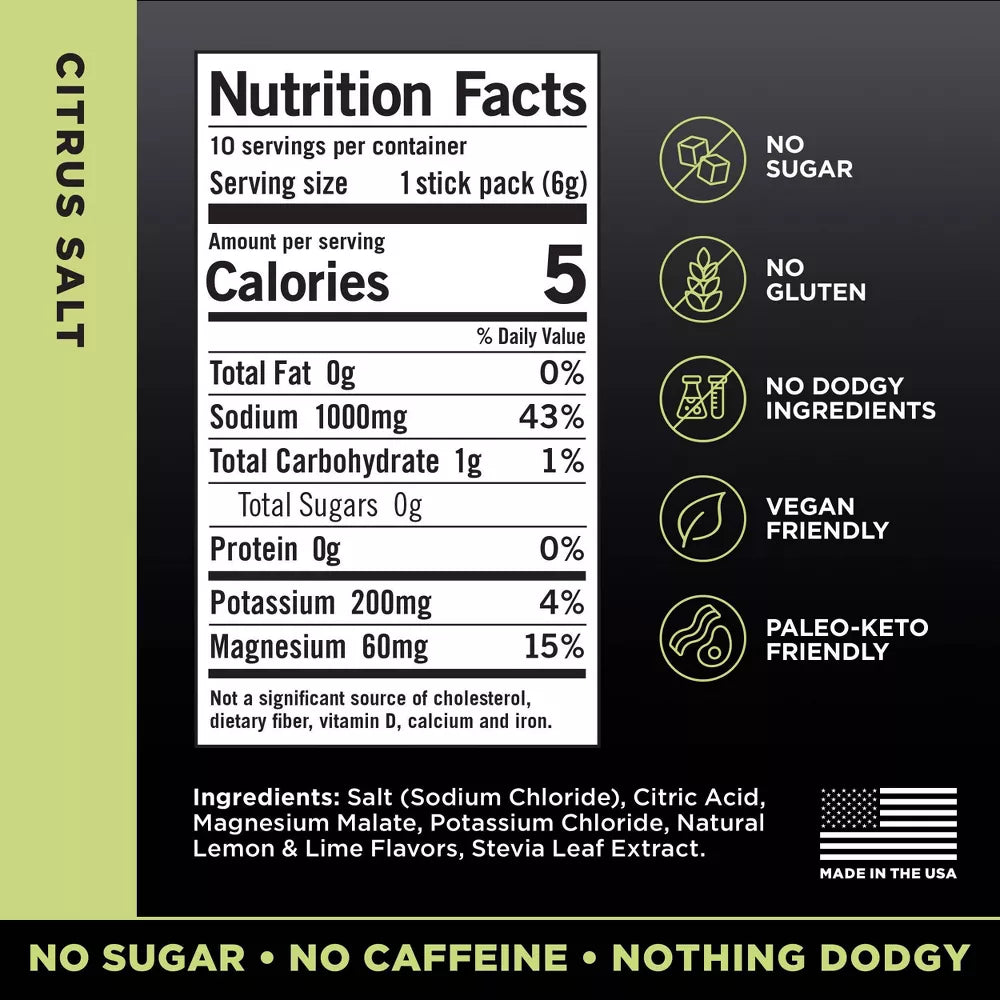 LMNT Zero-Sugar Electrolytes Drink - Citrus Salt - 2.1oz/10ct