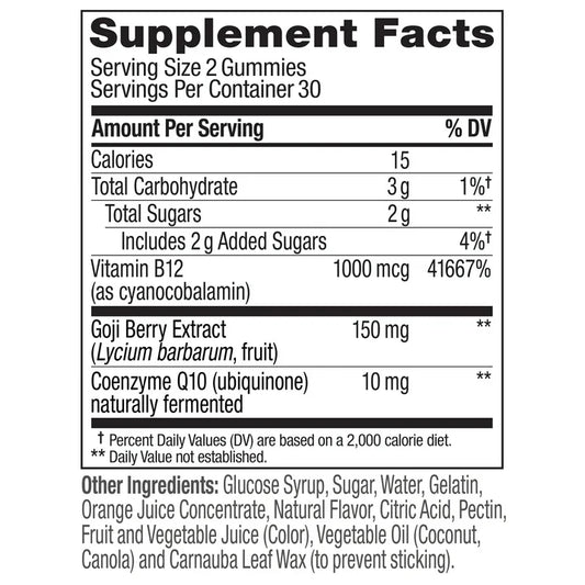 OLLY Extra Strength Daily Energy Gummies, 60 Count | 1000 mcg Vitamin B12 Supplement for Energy Support