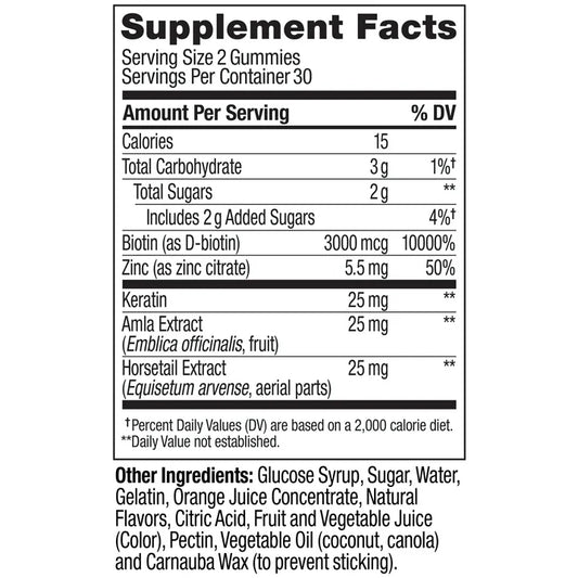 OLLY Heavenly Hair Gummies, 60 Count | Keratin, Biotin, Amla & Zinc for Strong, Healthy-Looking Hair | Tropical Citrus Flavor