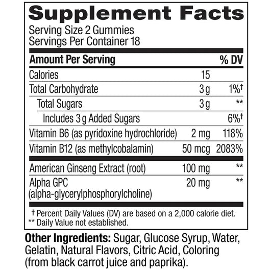 OLLY Laser Focus Gummies, 36 Count | Ginseng Extract & Alpha GPC Supplement for Focus and Cognitive Support
