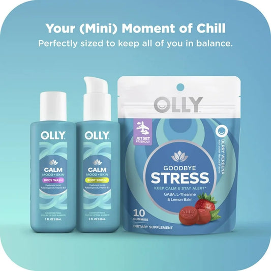 OLLY Peace Please Limited Edition Gift Set, 3-Piece Body Care & Vitamin Collection