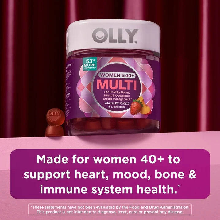 OLLY Women’s 40+ Multivitamin Gummies, 90 Count | Daily Multi with 20 Essential Nutrients for Women’s Health After 40