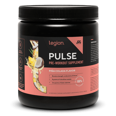 LEGION PULSE Pre Workout Drink – Pina Colada Flavor | Caffeine Free, Stim Free Formula for Clean Energy, Focus & Endurance