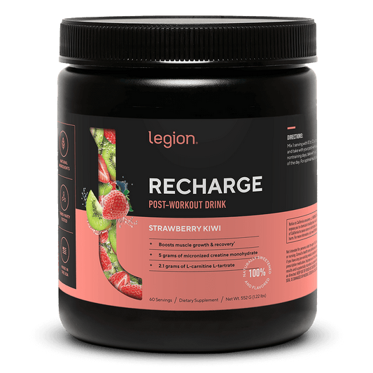 LEGION RECHARGE Post Workout Drink – Strawberry Kiwi Flavor | 60 Servings | Includes Creatine for Muscle Recovery, Strength & Endurance