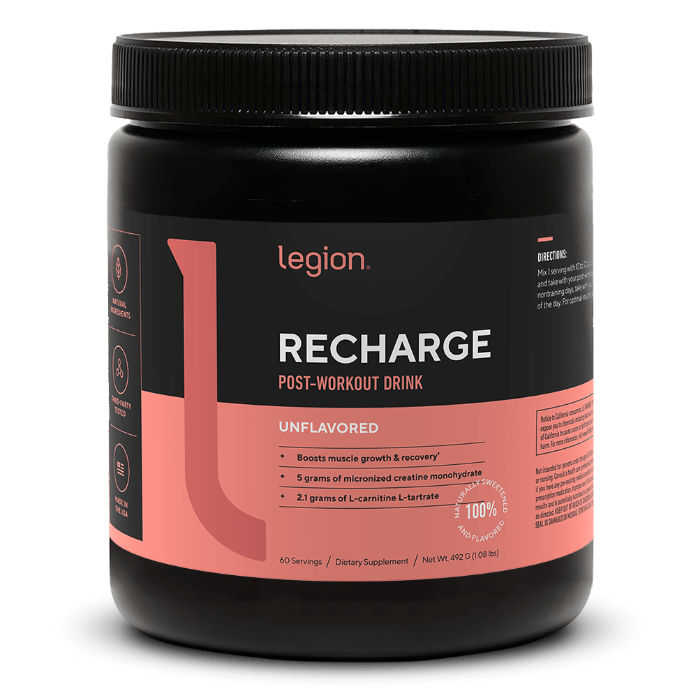 LEGION RECHARGE Post-Workout Recovery Supplement – Unflavored | Includes Creatine for Muscle Repair, Strength & Endurance