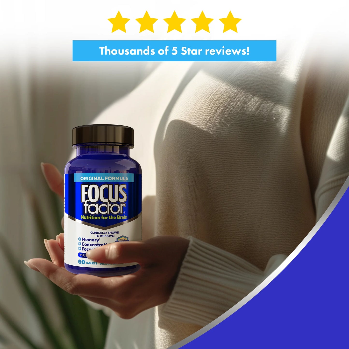 Focus Factor Original Brain Supplement – Memory & Concentration Support (60 Count)