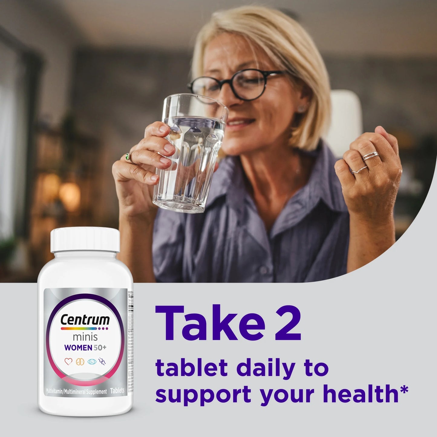 Centrum Minis Women 50+ Multivitamin – Heart, Bone & Eye Health Support (160 Count)
