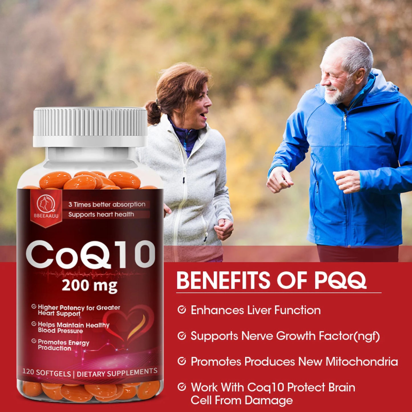 Beau CoQ10 200mg – Heart Health & Cardiovascular Support (120 Vegetarian Capsules)