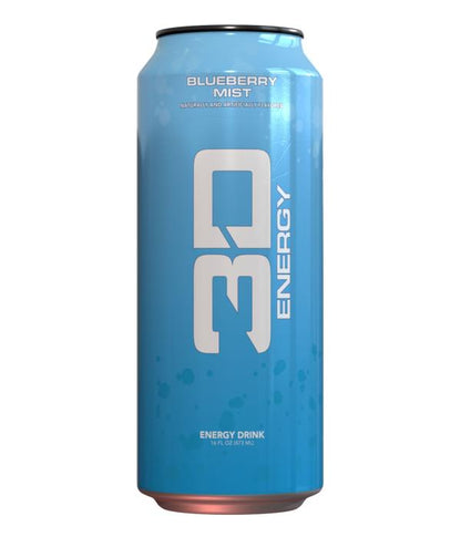 3D Energy Drink Sugar Free 200 mg Caffeine Blueberry Mist 16 FL OZ/ Pack of 12