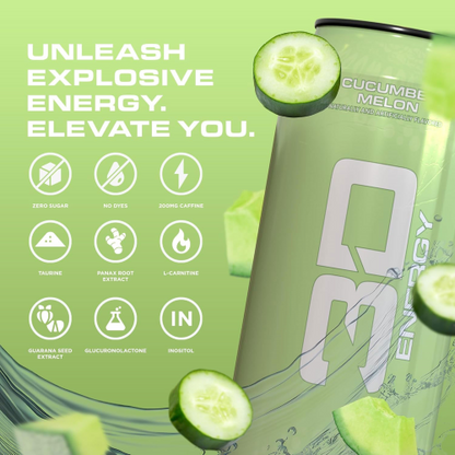 3D Energy Drink Sugar Free 200 mg Caffeine Cucumber Melon 16 FL OZ/ Pack of 12