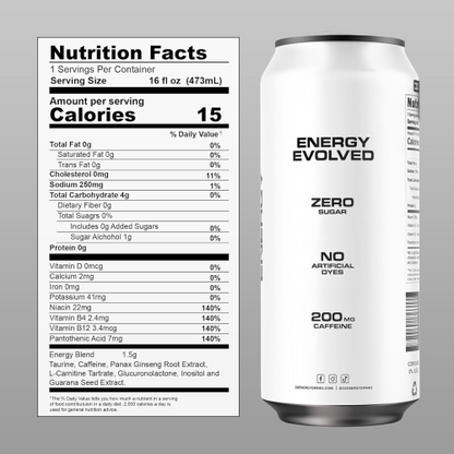 3D Energy Drink Sugar Free 200 mg Caffeine Citrus Frost 16 FL OZ/ Pack of 12
