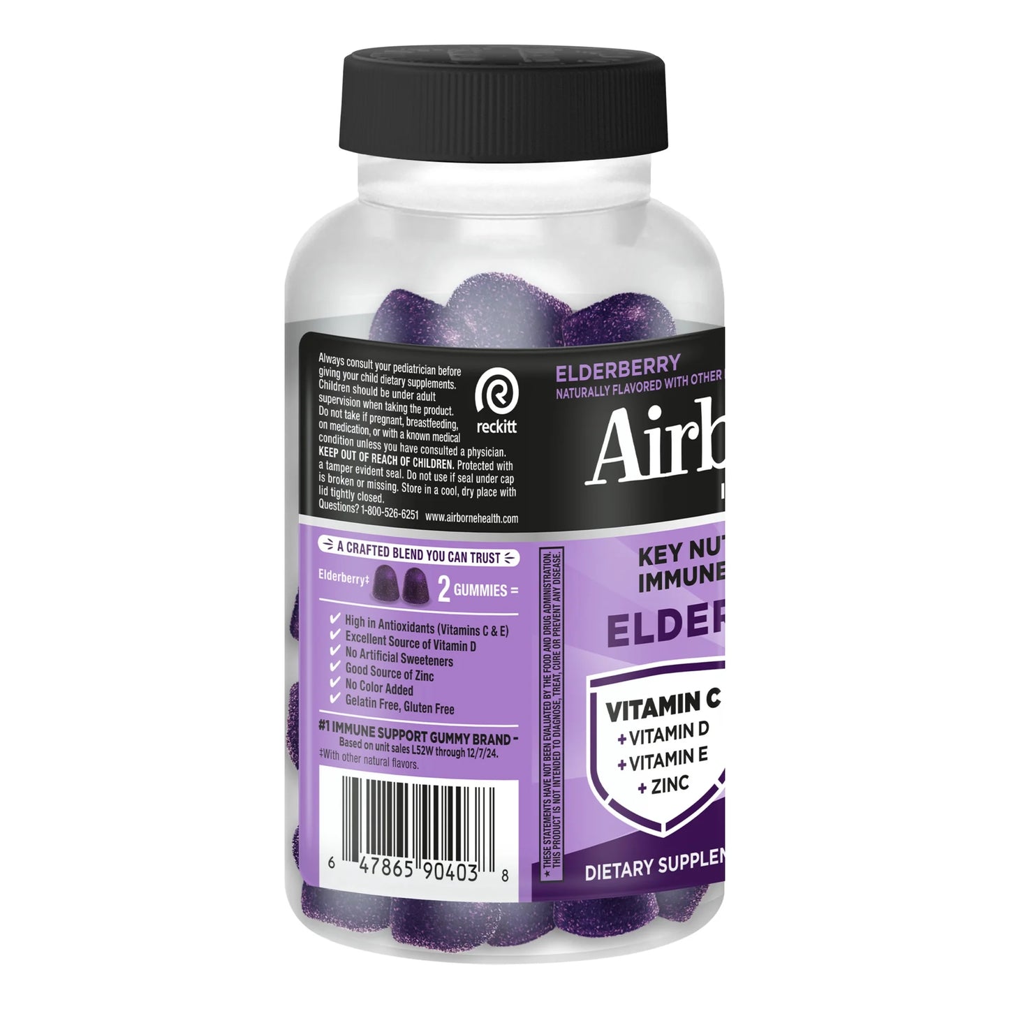 Airborne Immune Support Gummies – Vitamin C & Zinc Multivitamin (50ct Elderberry)