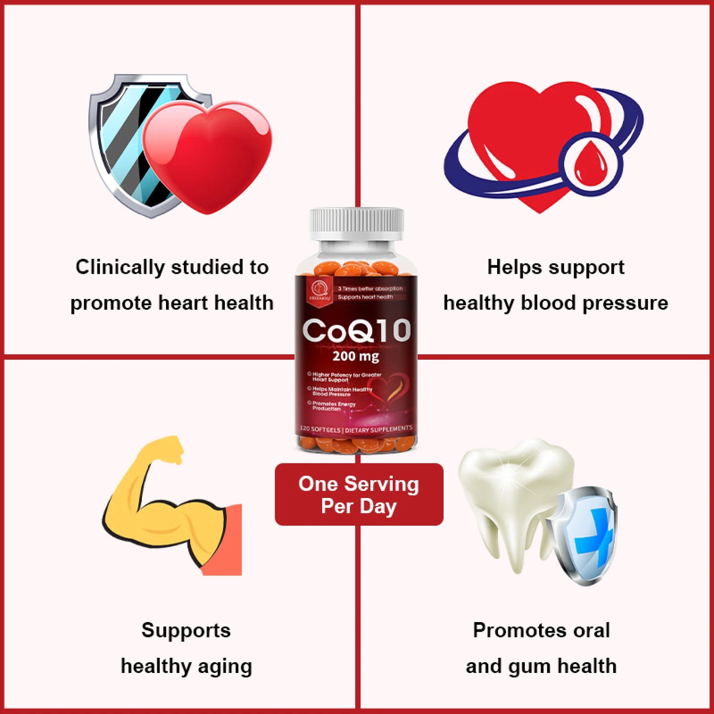 Beau CoQ10 200mg – Heart Health & Cardiovascular Support (120 Vegetarian Capsules)