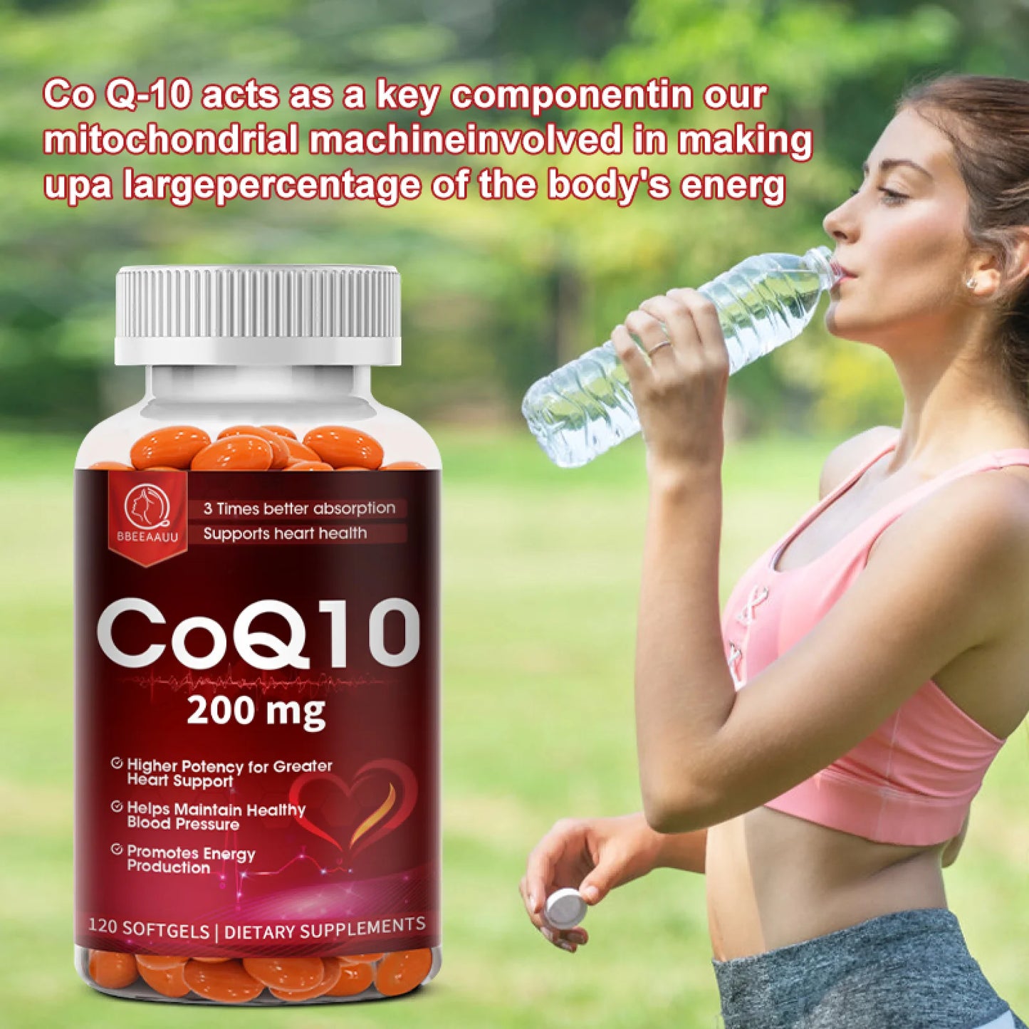 Beau CoQ10 200mg – Heart Health & Cardiovascular Support (120 Vegetarian Capsules)