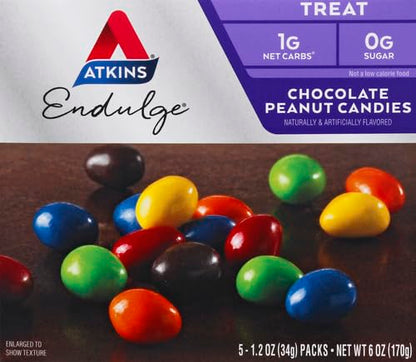 Atkins Endulge Chocolate Peanut Candies – Dessert Favorite | Sugar-Free, Low Carb, Keto-Friendly Snack | 20 Count
