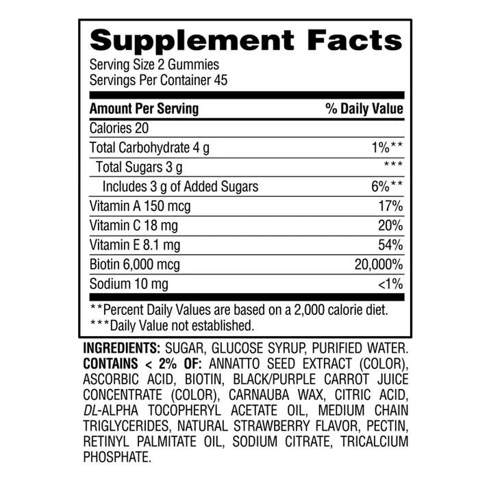 Equate Advanced Hair, Skin & Nails Gummies, 90 Count, Comparable to Nature’s Bounty® Advanced Hair, Skin & Nails