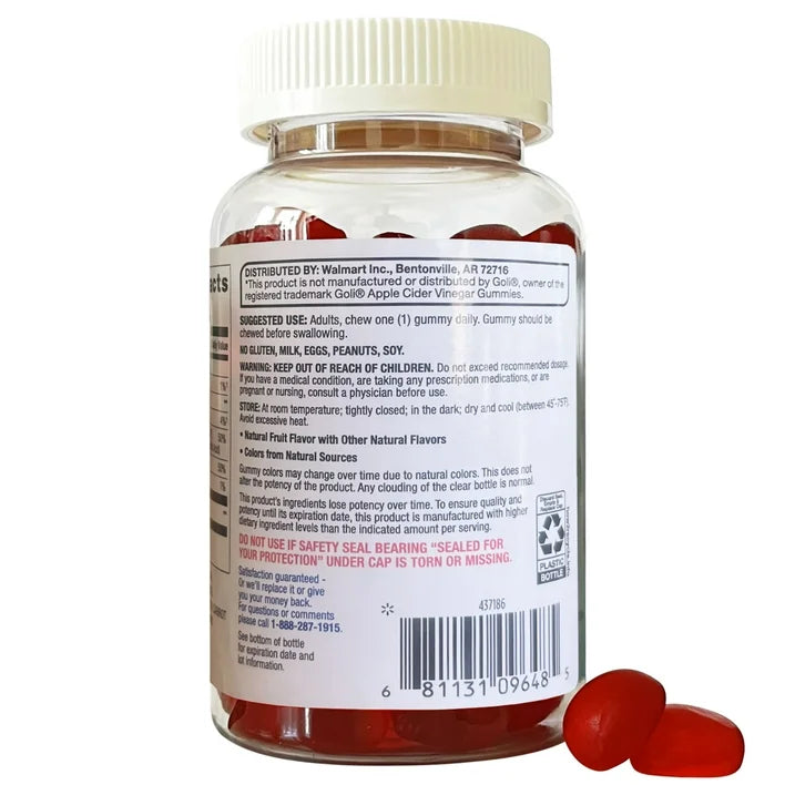 Equate Apple Cider Vinegar Dietary Supplement Gummies, 500 mg, 60 Ct