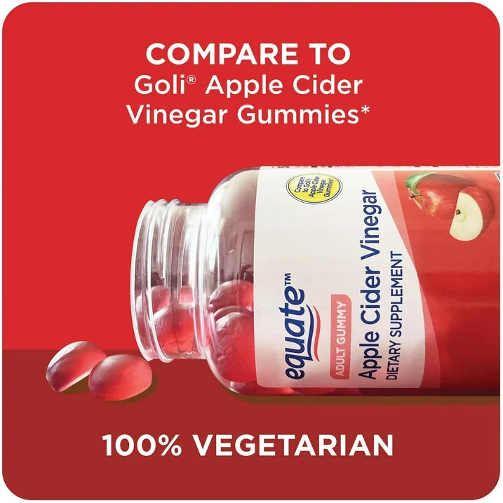 Equate Apple Cider Vinegar Dietary Supplement Gummies, 500 mg, 60 Ct