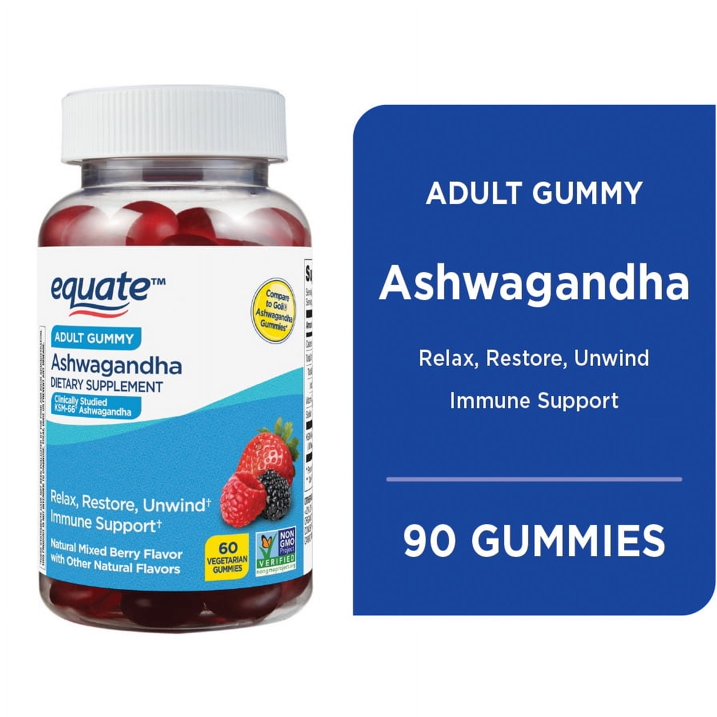 Equate Non-GMO Ashwagandha Dietary Supplement Gummies, 60 Ct