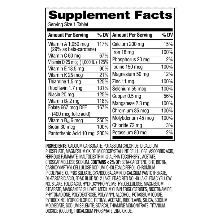 Equate Complete Adult Multivitamin/Multimineral Tablets, 200 Count, Comparable to Centrum® Adults