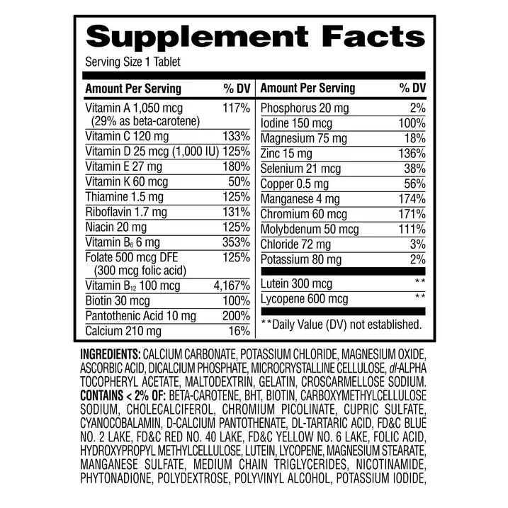 Equate Complete Multivitamin/Multimineral Tablets for Men 50+, Comparable to Centrum® Silver® Men 50+