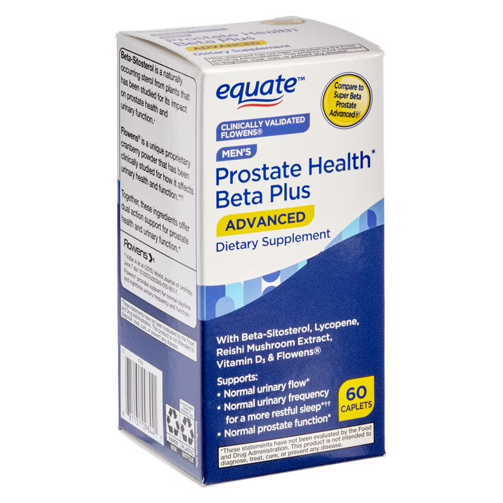 Equate Men’s Prostate Health Beta Plus, 60 Tablets, Comparable to Super Beta Prostate Advanced®, Dietary Supplement