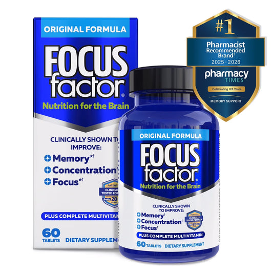Focus Factor Original Brain Supplement – Memory & Concentration Support (60 Count)