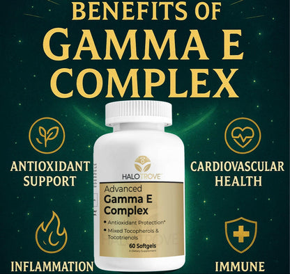 Advanced Gamma E Complex – Powerful Antioxidant Vitamin E Supplement | 60 Softgels | HaloTrove
