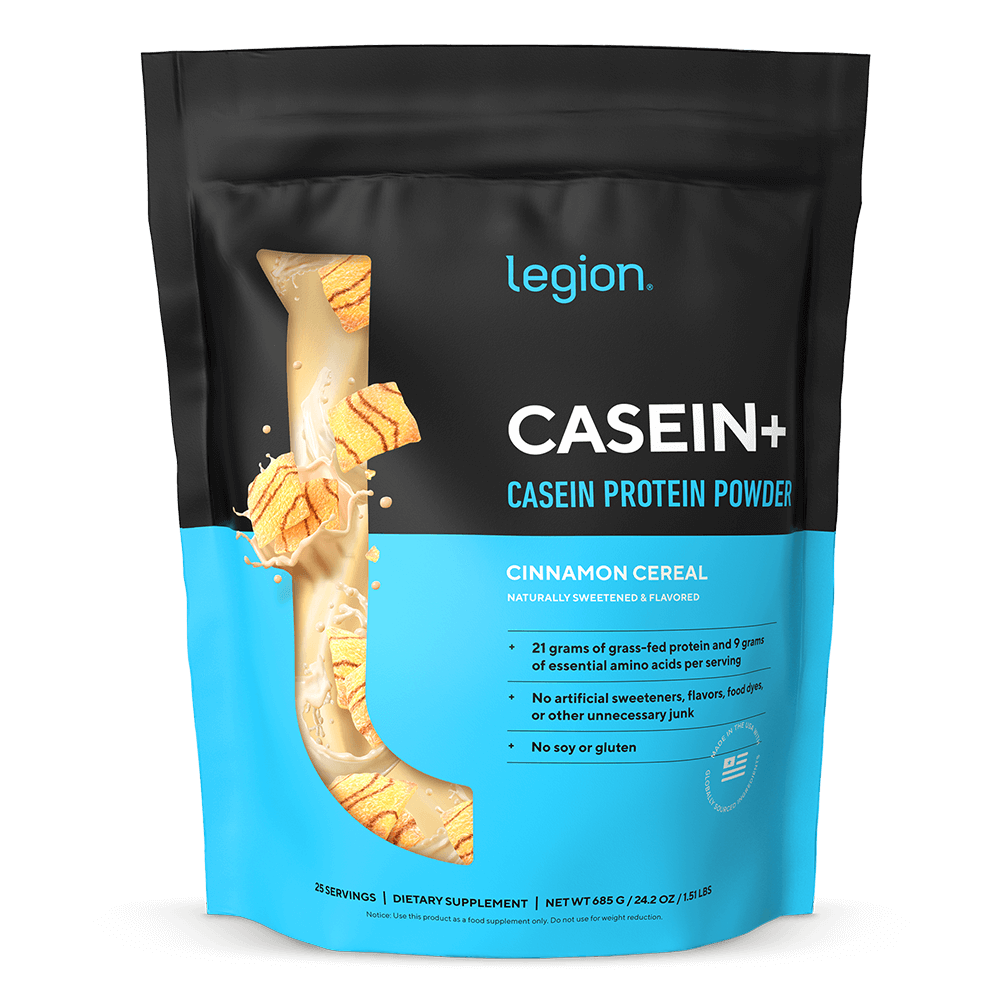 Legion Casein+ Micellar Casein Protein Powder – Cinnamon Cereal Flavor | 25 Servings