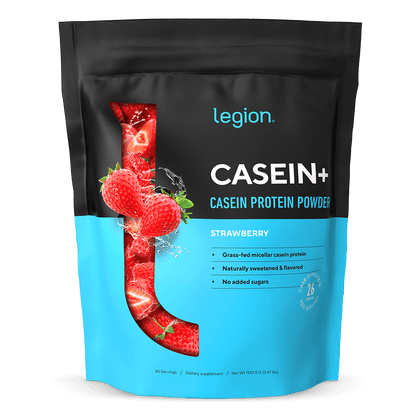 Legion Casein+ Micellar Casein Protein Powder – Strawberry Flavor | 25 Servings