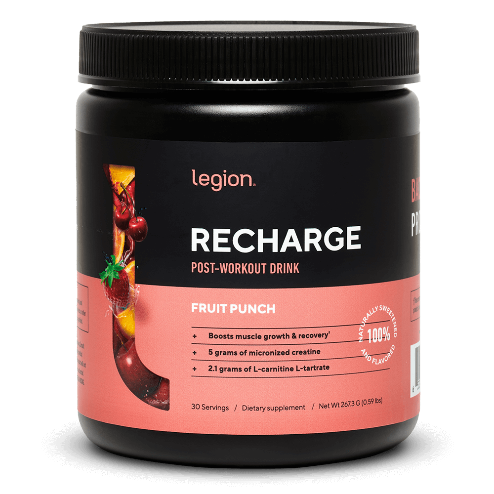 LEGION RECHARGE Post-Workout Supplement – Fruit Punch Flavor | Includes Creatine for Muscle Recovery, Strength & Endurance
