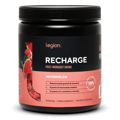LEGION RECHARGE Post-Workout Supplement – Watermelon Flavor | Includes Creatine for Muscle Recovery, Strength & Endurance