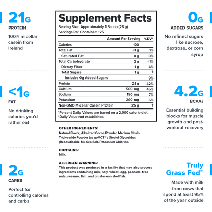 Legion Casein+ Micellar Casein Protein Powder – Dutch Chocolate Flavor | 25 Servings