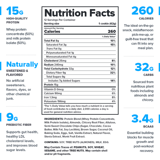 Legion Natural High-Protein Chocolate Chip Cookies – Clean, Muscle-Boosting Snack