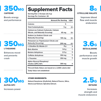 LEGION PULSE Pre Workout Drink – Blueberry Lemonade Flavor | Caffeine Free, Stim Free Formula for Clean Energy, Focus & Endurance