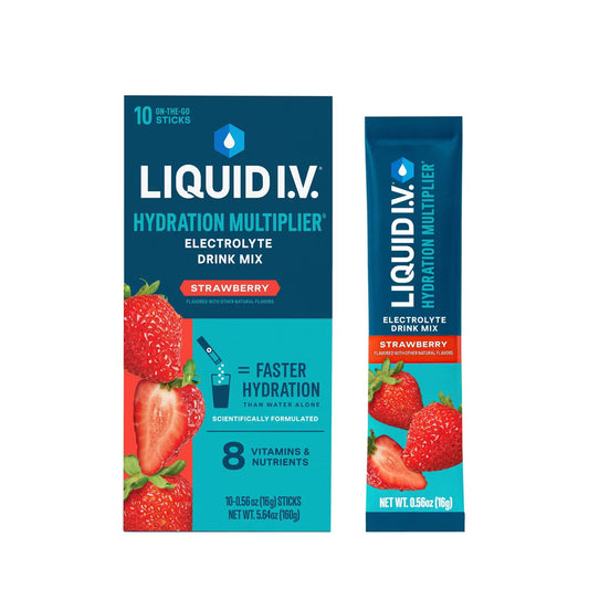 Liquid I.V. Hydration Multiplier – Strawberry Electrolyte Drink Mix Powder, 16-Serving Pack